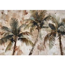 Fototapete mit Palmen, mit einer tropischen und heiteren Atmosphäre.