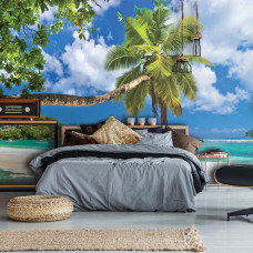 Eine Fototapete von einer Strandlandschaft mit Palmen für das Jugendzimmer.