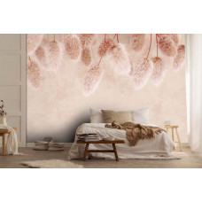 Eine Fototapete mit Pampasgras in einer natürlichen und modernen Umgebung, perfekt für ein Schlafzimmer.