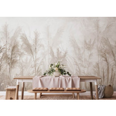 Ein Fototapete mit einem Pampasgras-Garten in der Küche, bei dem die elegante Bewegung der Federn und die warmen Töne eine sanfte und harmonische Ausstrahlung schaffen.