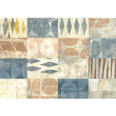 Fototapete mit pastellfarbenen Fliesen in einem böhmischen Design mit geometrischen Mustern und sanften Farben.