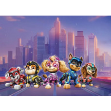 Ein Fototapete mit Paw Patrol Actionhelden, bei dem Chase, Marshall, Skye und ihre Freunde für ihre nächste Rettungsmission in einem bunten und dynamischen Design bereitstehen.