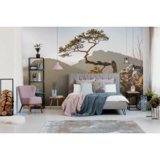 Eine Fototapete des Pieniny-Gebirges mit einem ikonischen Baum, perfekt für das Schlafzimmer.