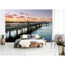 Fototapete Seebrücke mit Blick auf die Landschaft für das Schlafzimmer.