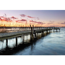 Fototapete Seebrücke, ruhiger Landschaftsblick.