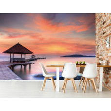 Eine Fototapete von einer Seebrücke am Meer für die Küche.