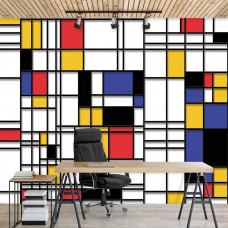 Eine Fototapete mit Piet Mondrian Komposition Kunstgemälde für das Büro.