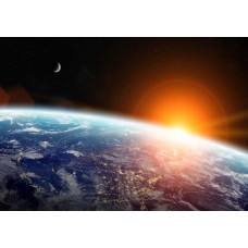 Erde aus dem Weltraum gesehen auf dieser Fototapete, mit einem atemberaubenden Blick auf unseren Planeten im Universum.