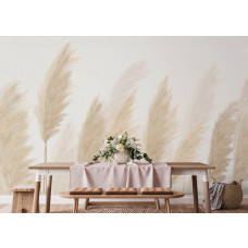 Ein Fototapete mit Federn in der Küche, bei dem die elegante Bewegung der Federn eine leichte und elegante Atmosphäre im Raum hinzufügt.