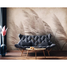 Fototapete mit Federn im Vintage-Stil in neutralen Tönen. Eine raffinierte Wahl für einen Unternehmensbereich.