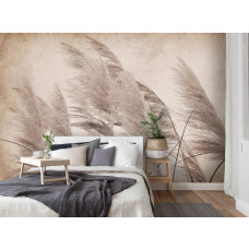 Fototapete mit Federn im klassischen Vintage-Stil. Diese Fototapete bringt eine einzigartige und stilvolle Atmosphäre in ein Schlafzimmer.