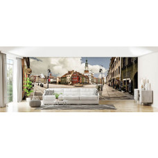 Eine Fototapete von Poznan mit einem Panorama und monumentalen Gebäuden.