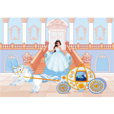 Fototapete mit einer Prinzessin in einer Kutsche auf einem Ball, romantisch und zauberhaft.