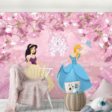 Eine Fototapete mit einem Prinzessinnenschloss aus einem Märchen für das Kinderzimmer.