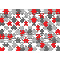 Bunte Puzzleteile in einer Fototapete, perfekt für Kinderzimmer und kreative Räume.