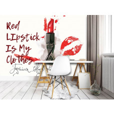Fototapete mit rotem Lippenstift und dem Text 
