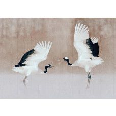 Fotobehang met reigers in beige tinten en natuurlijke sfeer