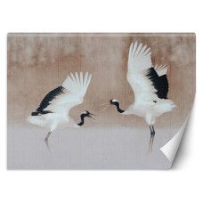 Fotobehang met reigers in beige tinten en natuurlijke sfeer