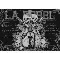 Rock Gitarre und Totenkopf auf Fototapete, cool und rebellisch.