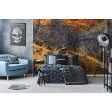 Eine Fototapete mit einer rostigen Betonwand für eine industrielle Atmosphäre im Schlafzimmer.