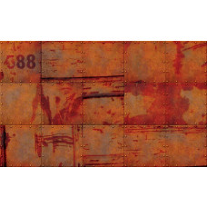 Rostige Wand auf Fototapete, industriell mit einem metallischen Ton.