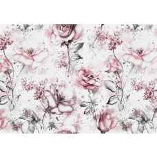 Romantische Fototapete mit Rosen in Aquarell, weicher und eleganter Stil.