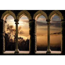 Römische Ansicht mit Säulen, 3D-Perspektive von Rom auf einer künstlerischen Fototapete.