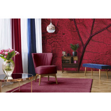 Fototapete rotes Blatt in natürlicher Umgebung im Wohnzimmer.