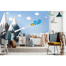 Fototapete mit Weltraummotiven für Babyzimmer und Kinderzimmer.