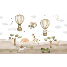 Fototapete für Kinder, die Safari lieben mit Savanne und Tieren.