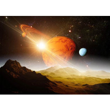 Fototapete Saturn und der Kosmos, Raum mit Planeten und Sternen.