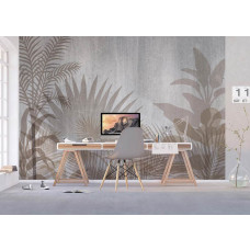 Eine Fototapete mit Pflanzenschatten auf Beton, die perfekt ist, um eine beruhigende Atmosphäre in einem Büro zu schaffen.