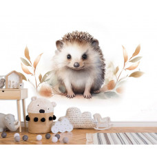 Fototapete eines niedlichen Igels in einem ruhigen Babyzimmer.