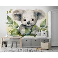 Fototapete eines niedlichen Koalabären in einem Babyzimmer und Kinderzimmer.