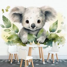 Fototapete eines niedlichen Koalabären in einem verspielten Spielzimmer.