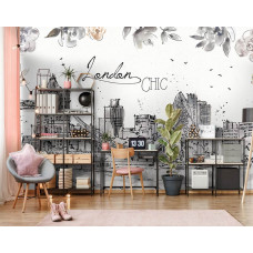 Fototapete mit der Tower Bridge und der Stadt London in malerischen Farben. Eine beeindruckende Wahl für einen Geschäftsraum.