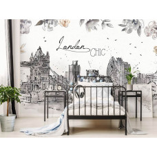 Fototapete mit der Tower Bridge und einer malerischen Skyline von London. Eine abenteuerliche Wahl für ein Kinderzimmer.