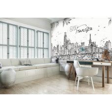 Fototapete mit der Golden Gate Bridge und einer malerischen Stadt San Francisco. Eine beeindruckende Wahl für ein Büro.