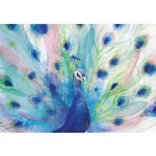 Fototapete mit einem malerischen Pfau mit detaillierten Federn in leuchtenden Farben. Ein elegantes und raffiniertes Design.