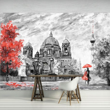 Eine Fototapete von Berlin als Kunstwerk, geeignet für ein Schlafzimmer...