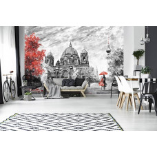 Eine Fototapete mit Berlin als abstraktes Gemälde, perfekt für ein Büro.