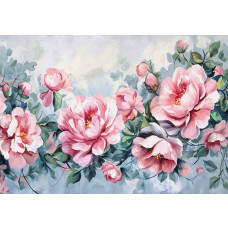 Fototapete von einem Gemälde von Pfingstrosen, mit einer künstlerischen Blumenabbildung.