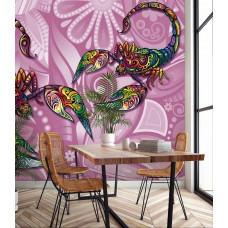 Eine Fototapete mit Skorpionen in einem abstrakten Kunstdesign.