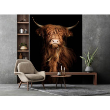 Eine Fototapete mit einem rustikalen Look, dargestellt in einem Wohnzimmer...