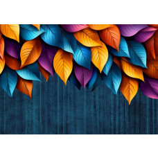 Eine Fototapete mit atmosphärischen Blättern.