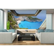 Eine Fototapete von Shipwreck Beach mit 3D-Effekt.