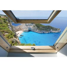 Fototapete des berühmten Schiffswracks am Navagio Beach in Zakynthos, mit einem 3D-Effekt.