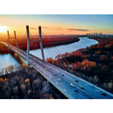 Siekierkowski-Brücke in Warschau, Polen, abgebildet auf einer Fototapete mit einer beeindruckenden Stadtlandschaft.