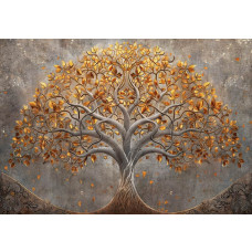 Fototapete von einem eleganten Baum im abstrakten Design, mit einer künstlerischen Darstellung der Natur.