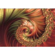 Fototapete von eleganten roten Federn, dargestellt in einem abstrakten Kunstdesign.